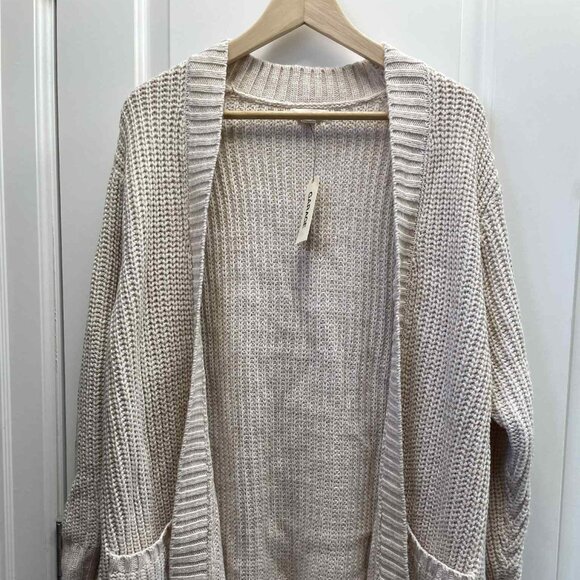 Garage Oversized Long Cream Knit Cardigan - Picture 1 of 2